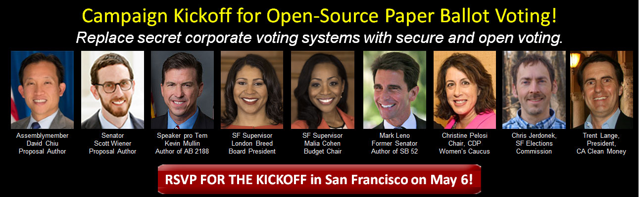 Open-Source Paper Ballot Voting Campaign Kickoff in San Francisco @ The Women’s Building Auditorium | San Francisco | California | United States