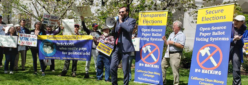 SB 47 author Senator Ben Allen speaks at Clean Money Rally